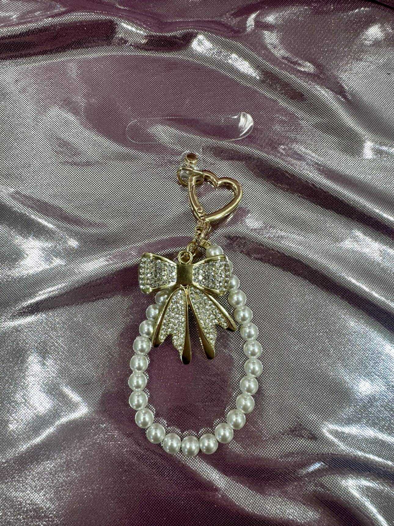 Silver Gold Diamond Bow Finger Phone Strap
