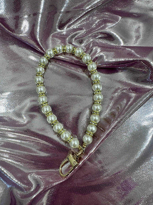 Gold Pearl Wrist Phone Strap