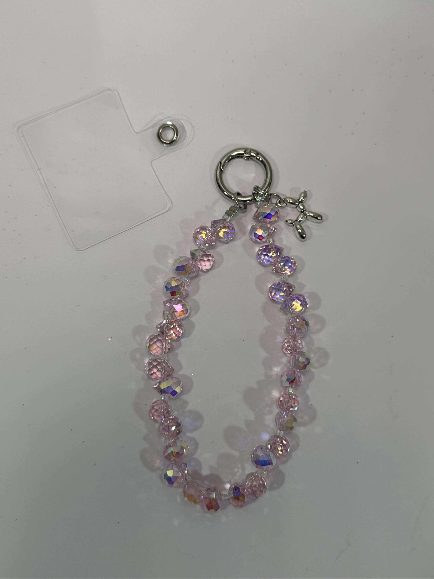 Pink Iridescent Diamond Wrist Phone Strap
