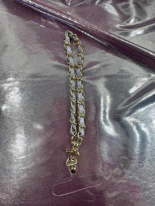 Lavender Gold Faux Leather Chain Wrist Phone Strap