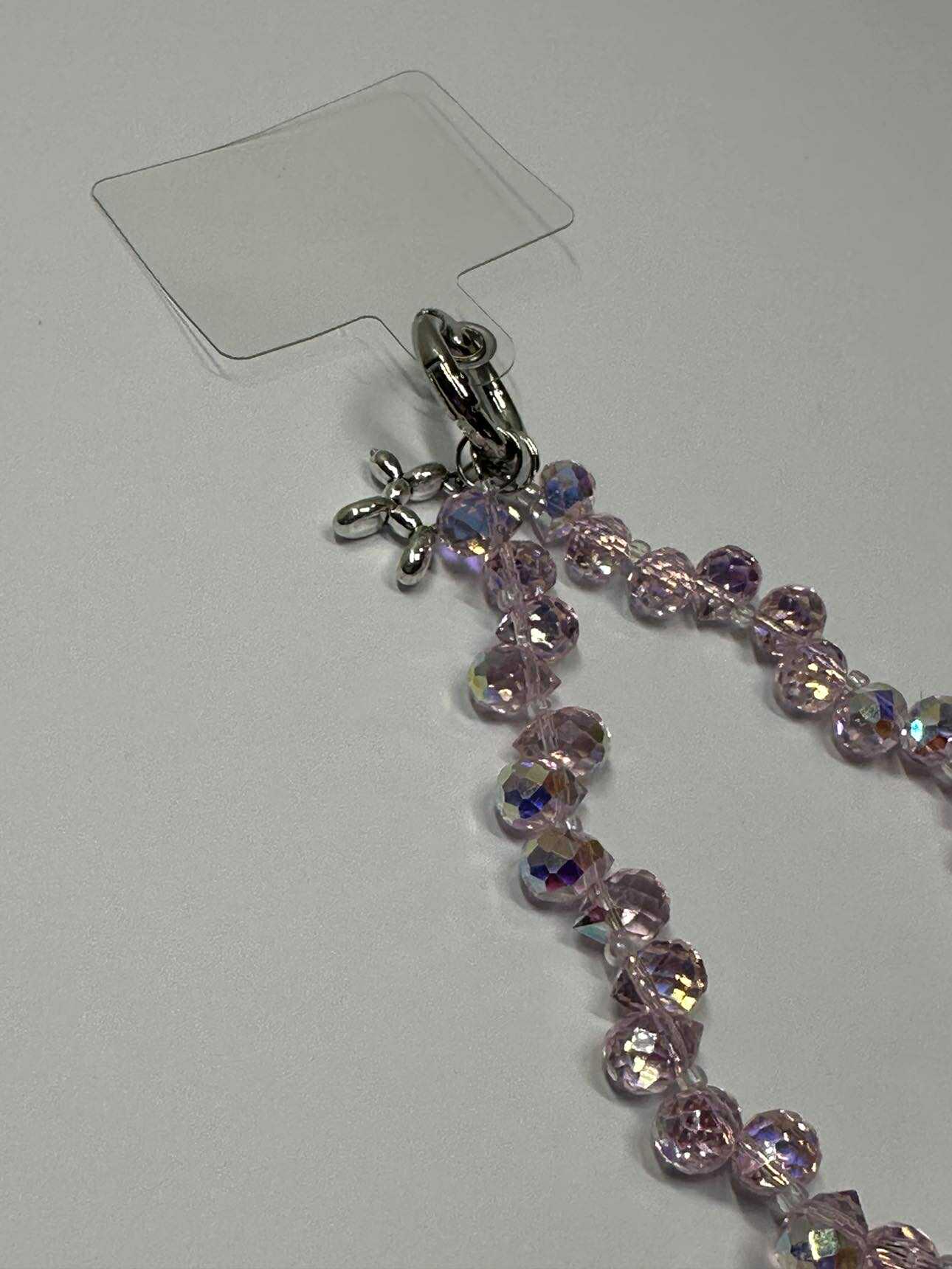 Pink Iridescent Diamond Wrist Phone Strap