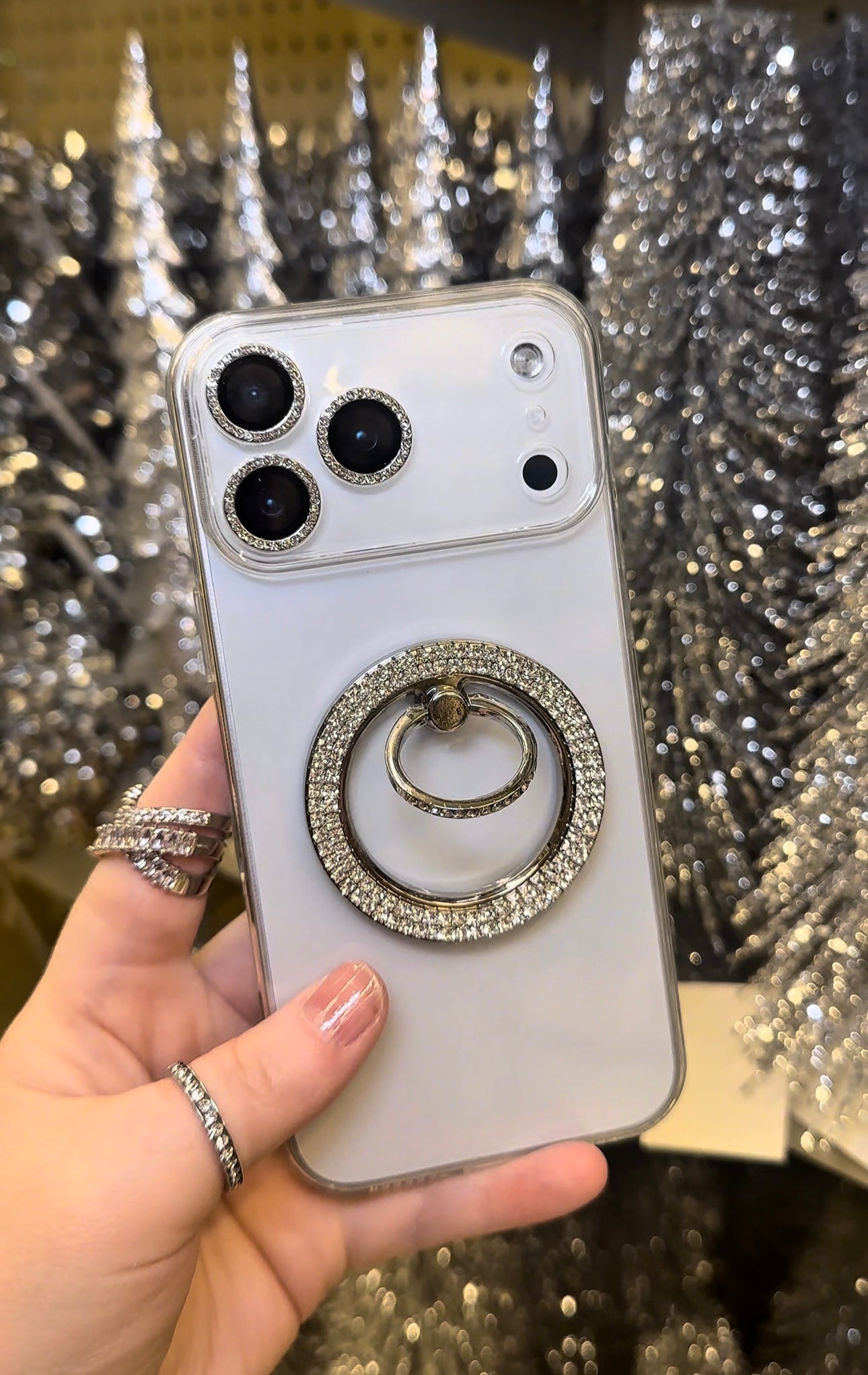 Silver Rhinestone Magsafe Ring Phone Grip