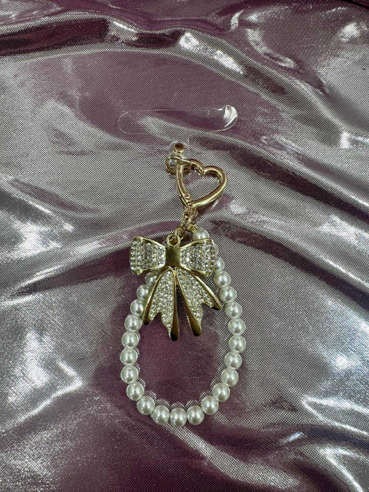Silver Gold Diamond Bow Finger Phone Strap