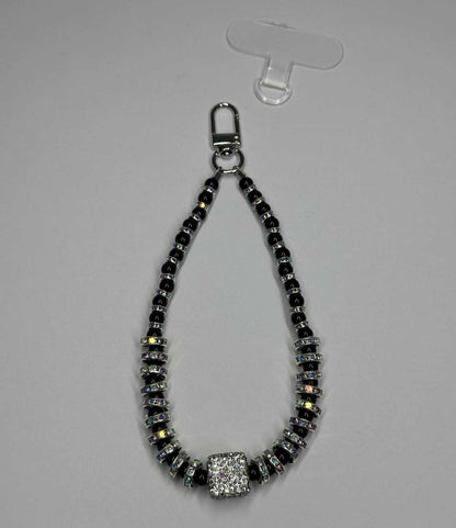 Black Rhinestone Wrist Phone Strap