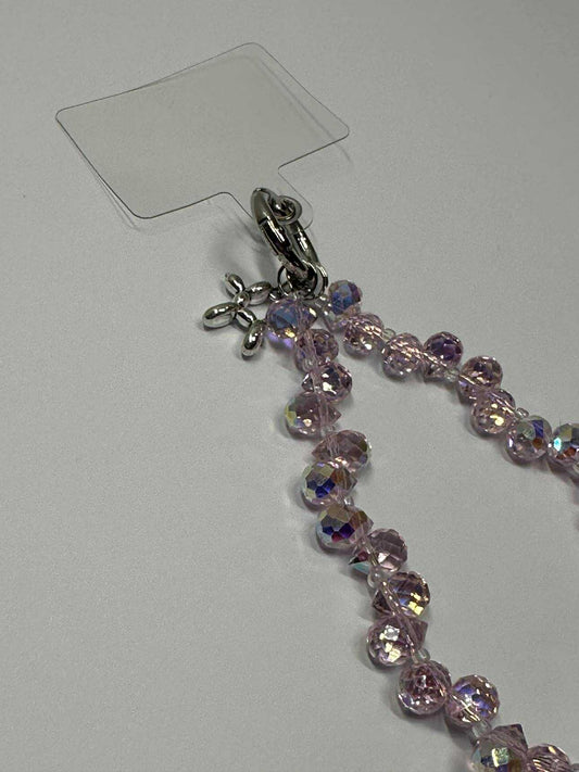 Pink Iridescent Diamond Wrist Phone Strap